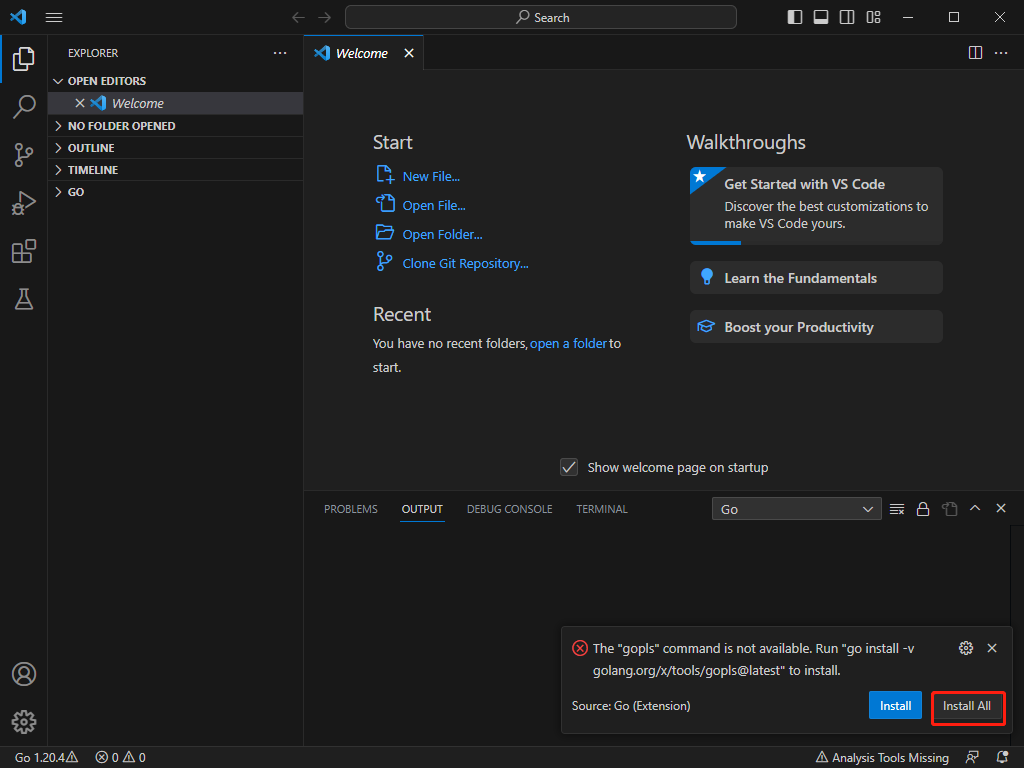 VSCode需要安装Go插件-4