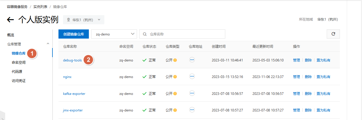 进入具体仓库